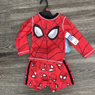 Marvel Spider-Man Swimwear UPF 50+  Shirt Trunks  2 Piece Set 18M 18 M NWT - Image 1 of 4