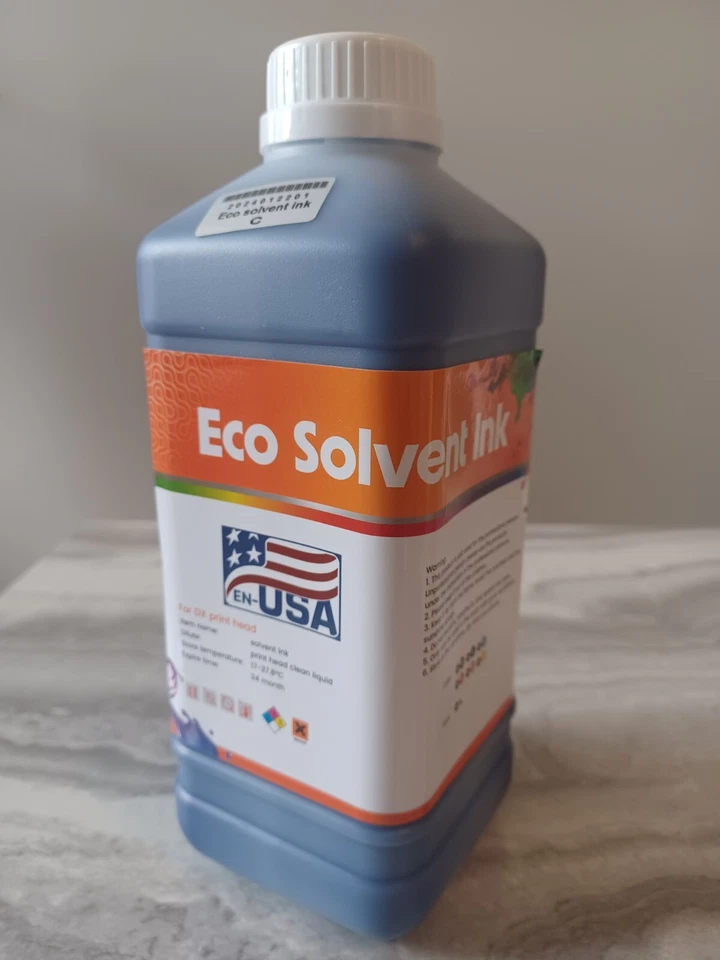 Eco Solvent Ink DX4 DX5  Roland Mimaki Mutoh printers cyan 1 liter EN-USA - Image 1 of 1