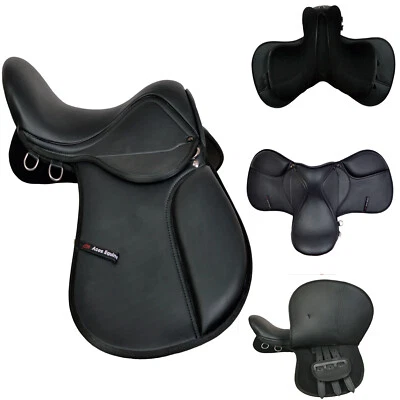 ACES EQUINE ALLGEMEINZWECK SYNTHETISCHER HALFLINGER PFERDESATTEL, MITTLERE BREITE PASSFORM EINFACH SCHWARZ