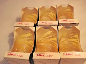 Set 6 Unused Libbey Wheat 6 Oz Juice Glasses Yellow Orange Ombre MCM 1970s NIB - Picture 1 of 8