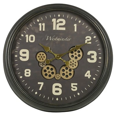 50cm Industrial Style Analog Skeleton Mechanical Wall Clock Rotating Movement - Image 1 of 4
