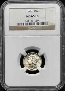1929 Mercury Dime NGC MS-65 FB - Picture 1 of 2