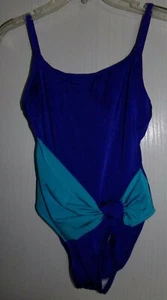 Costume intero donna SANDY BAY pezzo unico blu teal nylon spandex taglia 10 - Foto 1 di 5