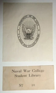 U.S. Naval War College Library Ex Libris Bookplate - Department Of The Navy - Picture 1 of 2