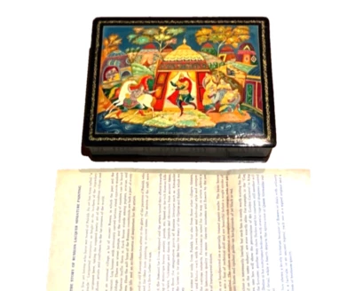 🔥RARO🔥 1987 GRANDE 7x5 PRINCE IGOR Hermosa Caja de Laca Rusa BD-87 Firmada Foto 1 de 4