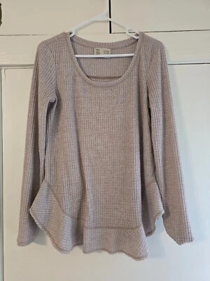 Anthropologie суббота воскресенье верхний маленький вафель трикотажа открытый назад! Рифленый б/у в отличном состоянии - Изображение 1 из 4