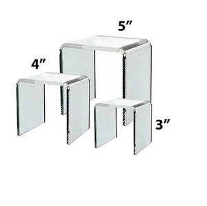 Clear Acrylic Riser 3 4 5" Stand Set Jewelry Collectible Showcase Display SALE! - Picture 1 of 2