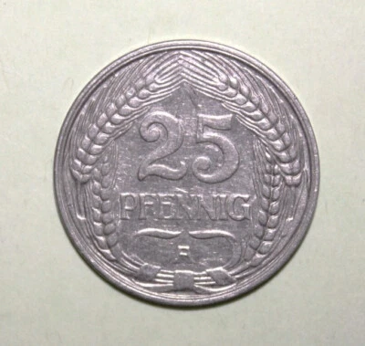 S10 - Germany 25 Pfennig 1910-A Extremely Fine + Coin - Deutsches Reich *** Nice - Image 1 of 2