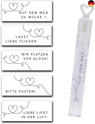 BESUCHE DEN YOUNIKAT- 50er-Set Seifenblasen-Aufkleber Hochzeit - Herzlinie Liebe in der Luft 5 x 2 cm