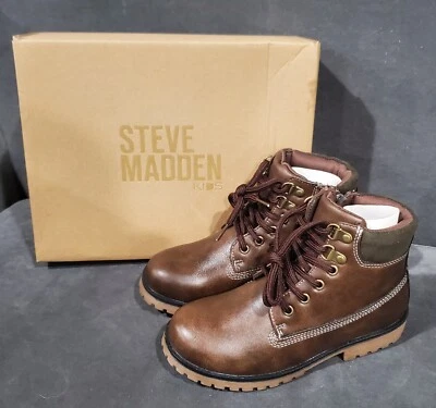 Steve Madden KIDS BBlend 841 темно коричневый кожаные ботинки стороны молнии туфли размер 2 - Изображение 1 из 4