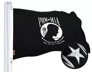 POW MIA Flag 2x3 FT Embroidered 220GSM Spun Polyester Support Flag By G128 - Picture 1 of 8