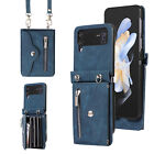 For Samsung Z Flip 4/3  Shoulder Pu Leather Card Holder Wallet Bag Phone Case