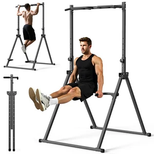 Faltbar Power Tower Dip Station Klimmzugstange Höhenverstellbar Trainingsgerät - Bild 1 von 12