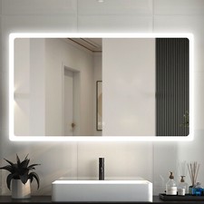 OCEAN Rettangolo Specchio bagno LED con dimmerabilità e disappannamento e Blue