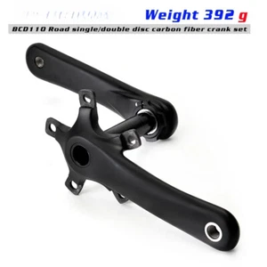 Superlight 170mm Crank Arm Double Disc Carbon Fiber Road Bike Cranks 110BCD BB - Picture 1 of 17