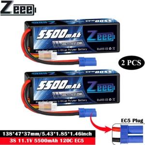 2x Zeee 11.1V 5500mAh 3S Lipo Battery EC5 120C for RC Car Truck Drone Helicopter - Picture 1 of 10