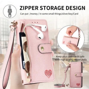 Crossbody Lanyard Case For Google Pixel 7A 7 6 Pro 7 Leather Wallet Zipper Cover - Picture 1 of 23
