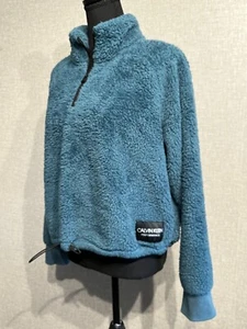 Calvin Klein Performance SZ XL Women’s Green Fuzzy Fleece 1/3 Zip Pullover Jacke - Picture 1 of 6