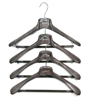 ZEGNA Set of 4 Heavy Duty 44cm/17.3" Brown Resin (Faux Wood) Suit Hangers NEW - Image 1 of 4