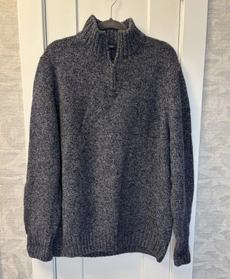 Vintage 90s Navy Charcoal Lambs Wool Quarter Zip Sweater Men's XXL Old Money - Image 1 of 4