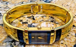 Vintage Seiko Lassale Uhr Damen 15mm goldfarben blau 1F20-5K79 6,25" - Bild 1 von 5