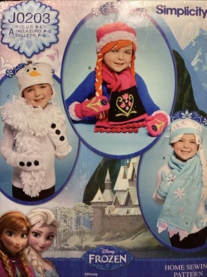 Nuevo Simplicity J0203 Patrón Disney Frozen Elsa Anna Sombreros Mitones Bufandas Niña Foto 1 de 2