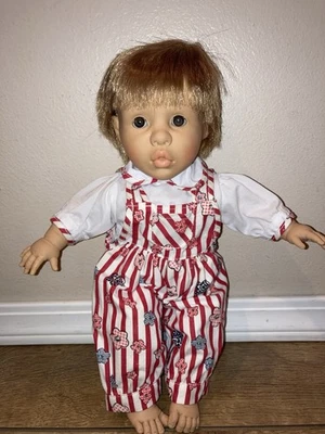 Vintage Berenguer Doll Expression Baby Boy  Red Outfit  14” - Image 1 of 4