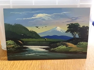 Vintage Postcard, Hand Painted Oil, Japanese, Mt Fuji (10G) - Picture 1 of 2