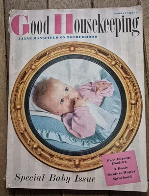 GOOD HOUSEKEEPING Magazine Jan 1960 BABY ISSUE  Jayne Mansfield AUSTIN SEVEN Add - Image 1 of 4