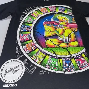 Mexico Neon Marshmallow Puff Print Mayan T Shirt Medium Black, Playeras Magicas - Picture 1 of 6