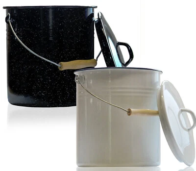 Nostalgie Emailleeimer Email Emaille Eimer Metalleimer  12l mit Deckel shabby  - Bild 1 von 4