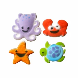 Summer Ocean  Sugar Top Decor - Octopus, Turtle, Crab, Starfish -  Kosher, 8 pk - Picture 1 of 2