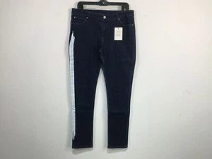 ASOS DESIGN Super Skinny Jeans W/ White Stripe - Women's Size 34X32- Blue/White - Picture 1 of 7
