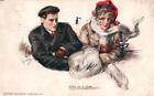 COUPLE SHARES FUR MUFFLER On A/S WILLIAMS Vintage 1910 Postcard--SIGNS OF A THAW