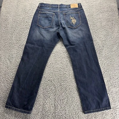Vintagr U.S. Polo Assn Jeans Mens 36x32 Blue Dark Wash Baggy Straight Fit Denim - Image 1 of 4