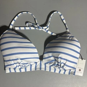 Top de bikini Shade & Shore para mujer elástico azul a rayas - Imagen 1 de 6