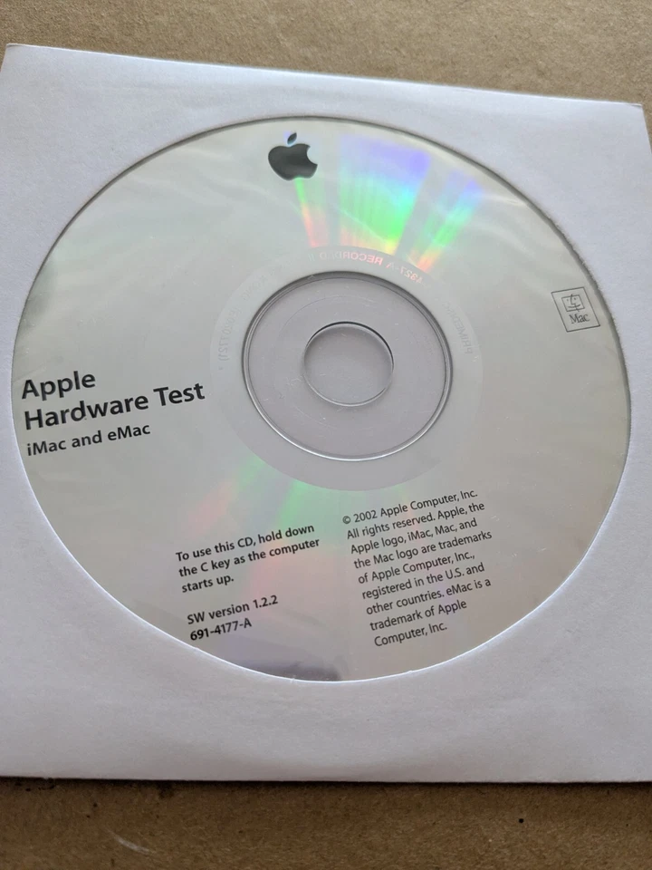 Apple Hardware Test CD for iMac and eMac SW Version 1.2.2 691-4177-A NEW UNUSED - Image 1 of 1