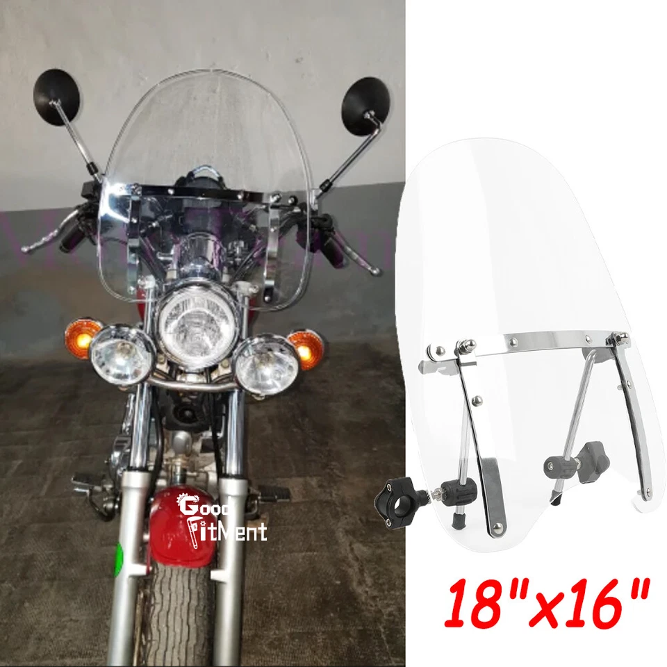 Parabrisas Para Honda Nighthawk 250 Transparente Grande 18"x16" Barras 1" 7/8" Foto 1 de 4