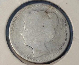 Netherlands Silver 25 Cents, 1903, young head Wilhelmina - Picture 1 of 2