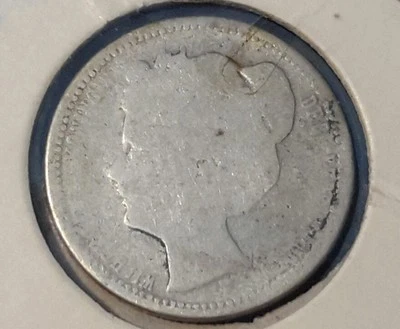 Netherlands Silver 25 Cents, 1903, young head Wilhelmina  - Image 1 of 2