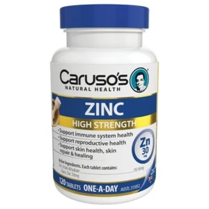 Caruso's Zinc 120 Tablets Immune System Skin Reproductive Health Carusos - Picture 1 of 1