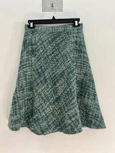 $725 Marc Jacobs Wool Tweed A-lined Midi Skirt Green Size 2 - Picture 1 of 13
