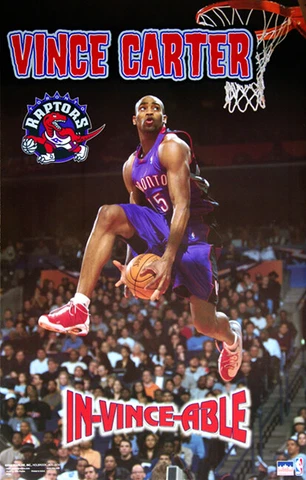 VINCE CARTER Toronto Raptors 2000 In-Vince-Able Between-Legs Dunk 22x34 POSTER Cover