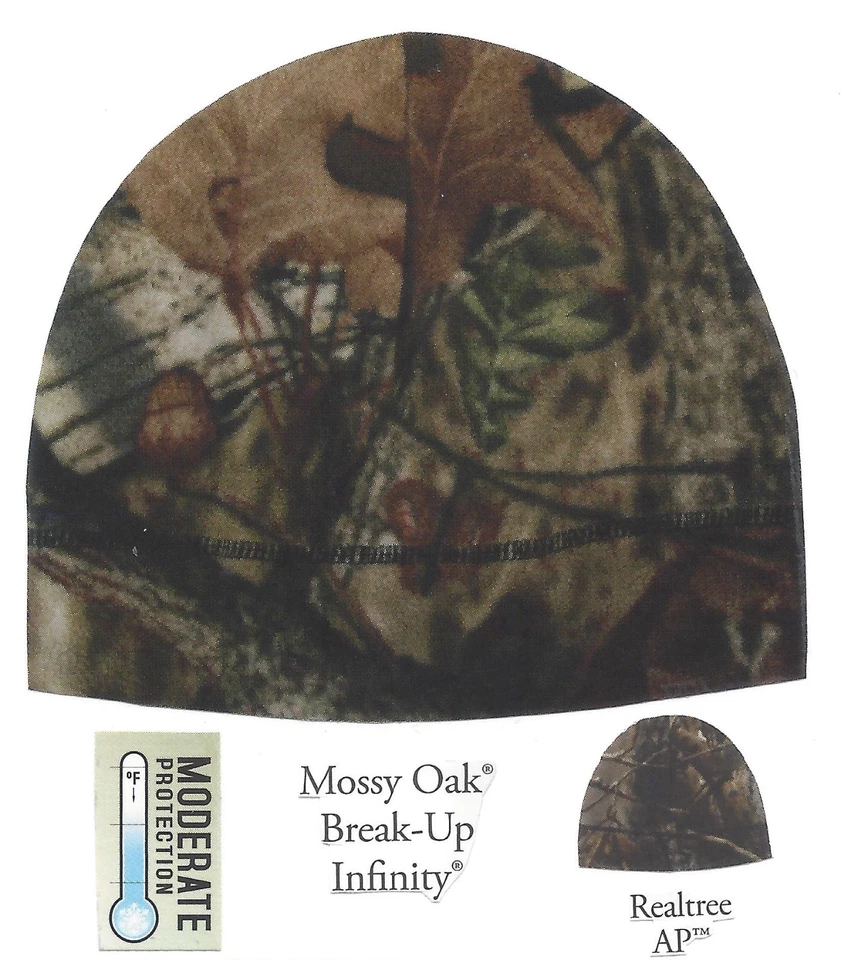 Fleece Camo Beanie Lined Mossy Oak Infinity Realtree AP Hunting Cap Hat - Image 1 of 1