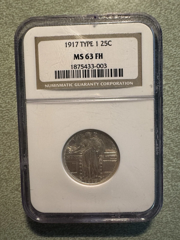 1917 Standing Liberty Quarter 25c Type 1 NGC MS 63 FH - Image 1 of 4