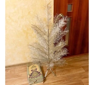 Soviet wood metal Christmas tree in box - USSR Vintage - Picture 1 of 9