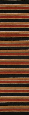 Striped Multi-Colored Gabbeh Handmade Wool Oriental Runner Rug 9' 9'' x 2' 6'' - Image 1 of 4