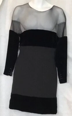 Vestido Bill Blass Vintage Negro Manga Larga Red Top Terciopelo/Seda Talla 8 Foto 1 de 4