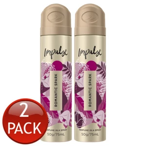 2 x Impulse Body Spray Aerosol Deo Romantic Spark 57g Perfume Odour Protection - Picture 1 of 12
