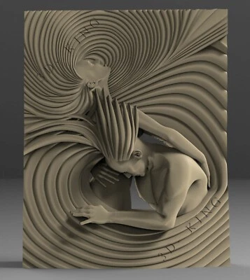 STL 3D Model MAN & WOMAN IN WAVE for CNC Router Engraver Carving Aspire Artcam
